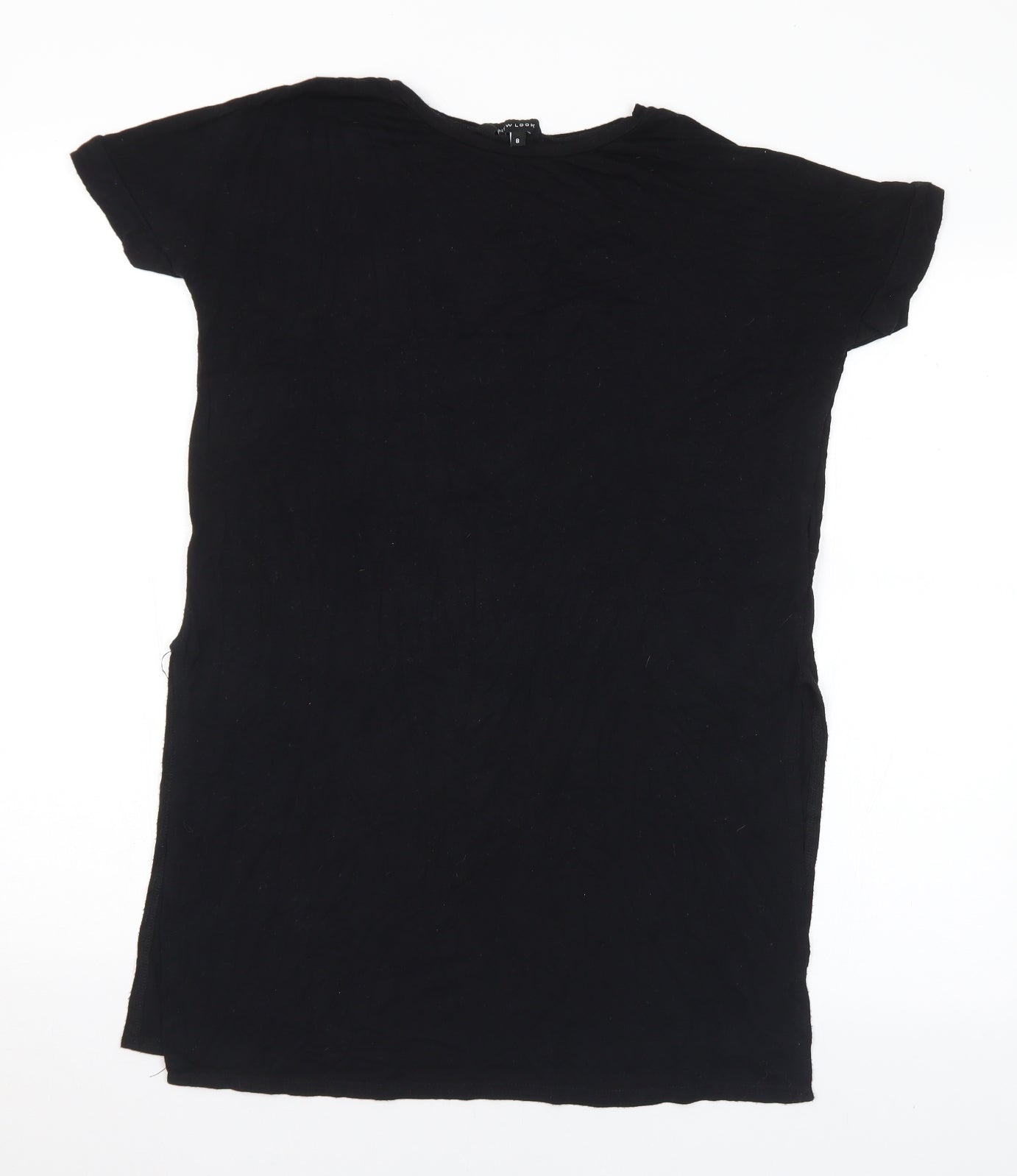 New Look Womens Black Viscose Basic T-Shirt Size 8 Round Neck