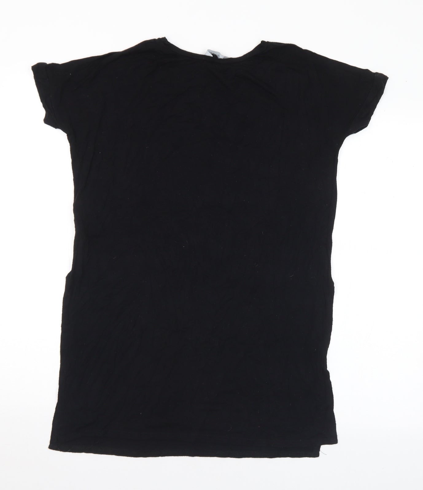 New Look Womens Black Viscose Basic T-Shirt Size 8 Round Neck
