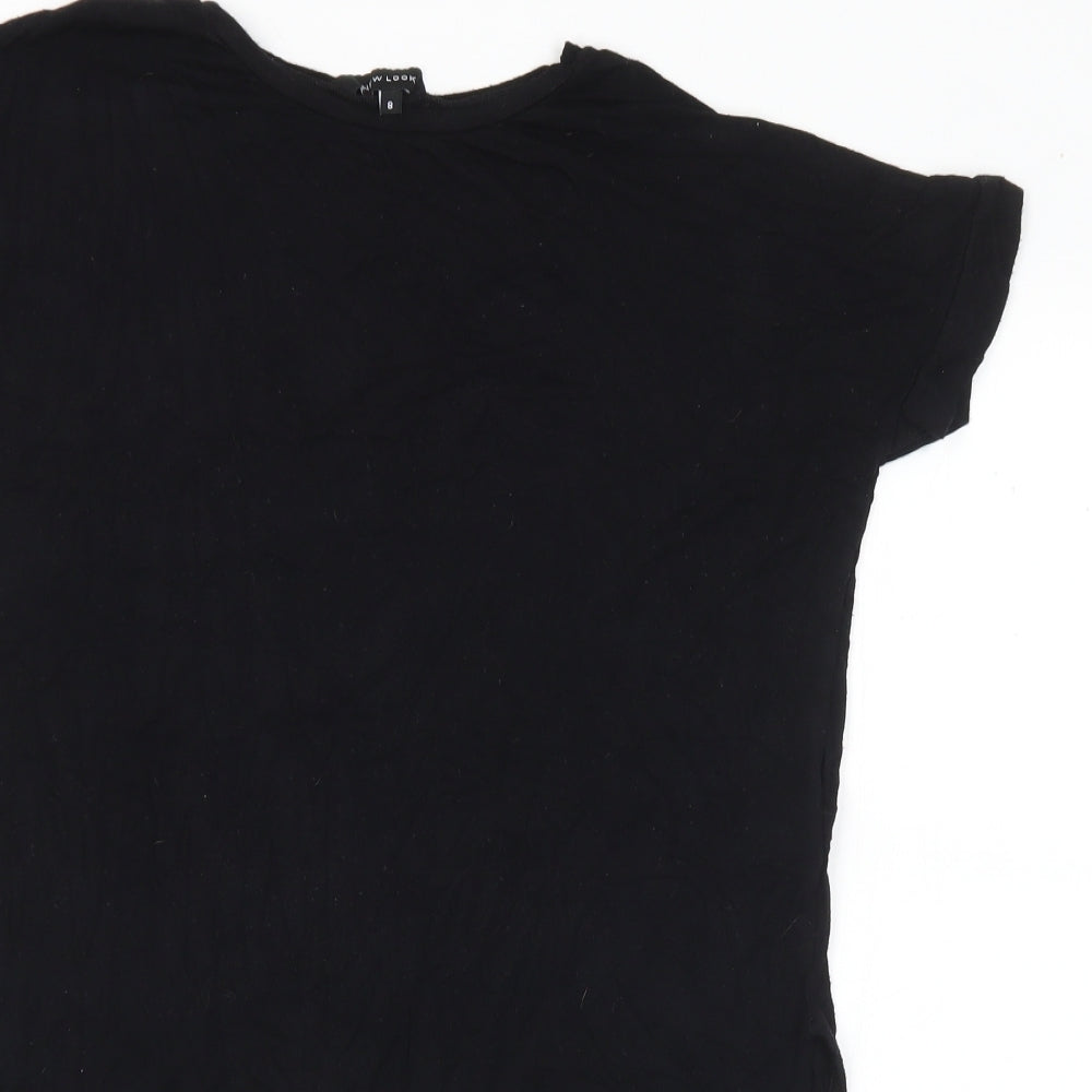 New Look Womens Black Viscose Basic T-Shirt Size 8 Round Neck