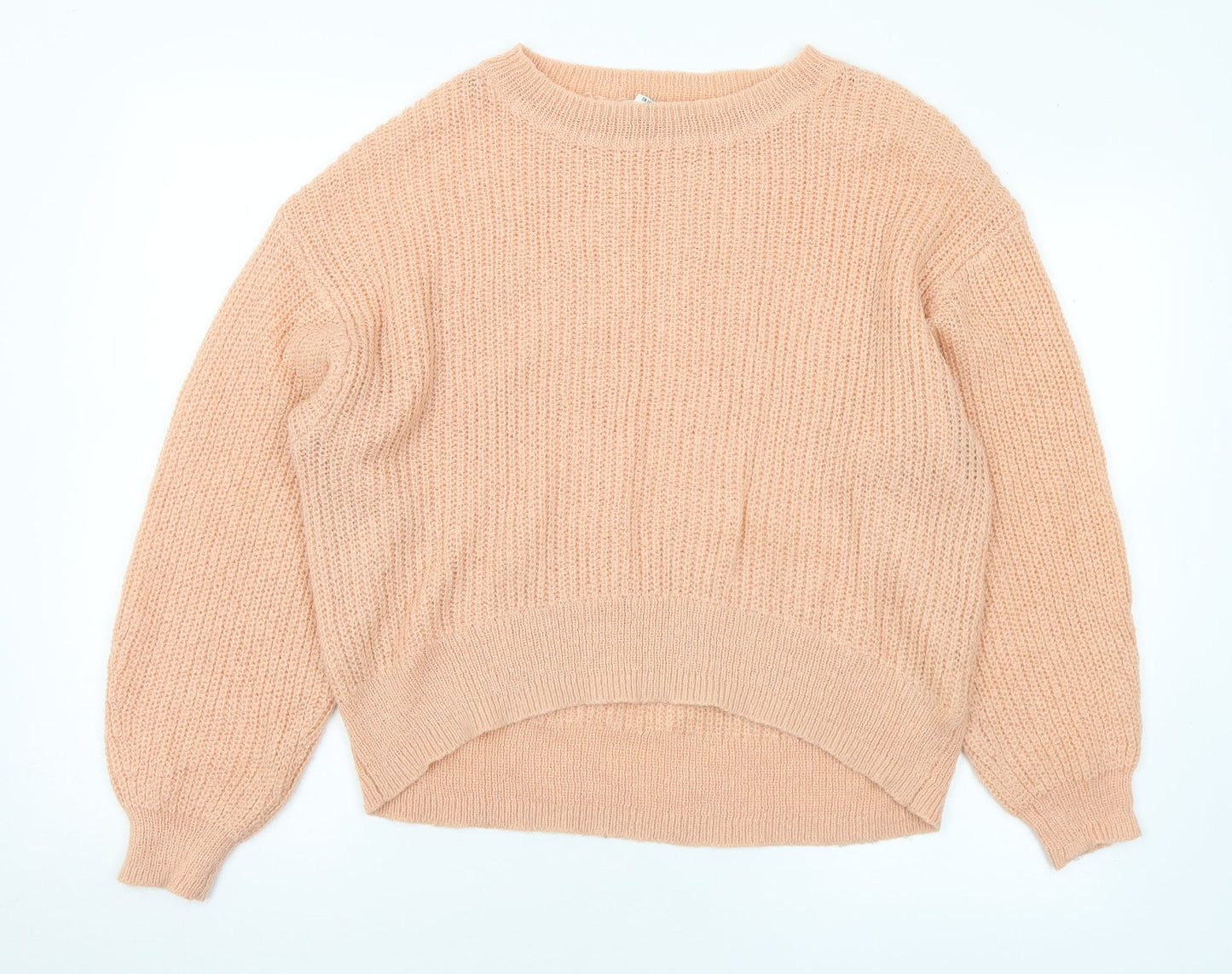 H&M Womens Orange Round Neck Acrylic Pullover Jumper Size S