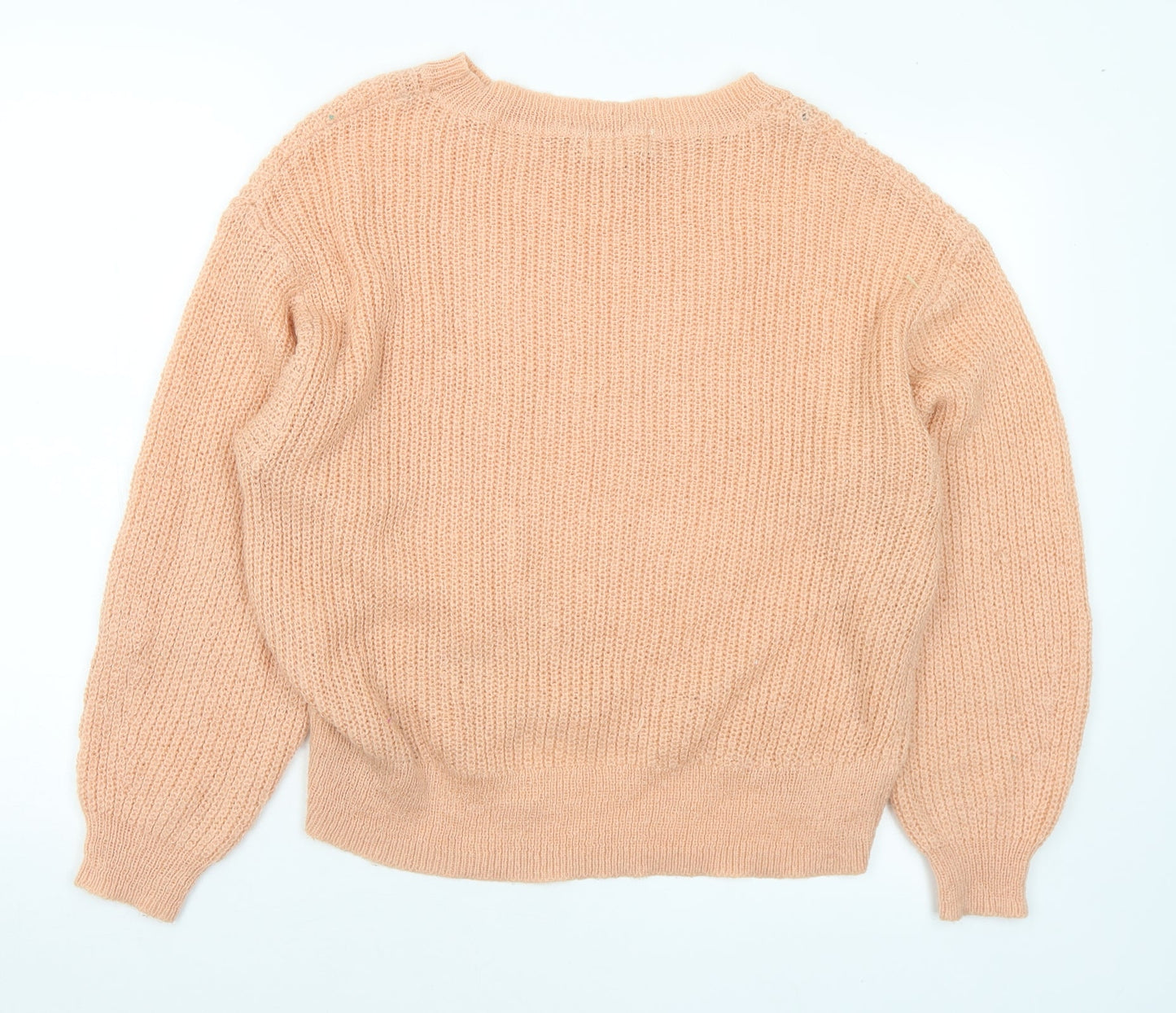 H&M Womens Orange Round Neck Acrylic Pullover Jumper Size S