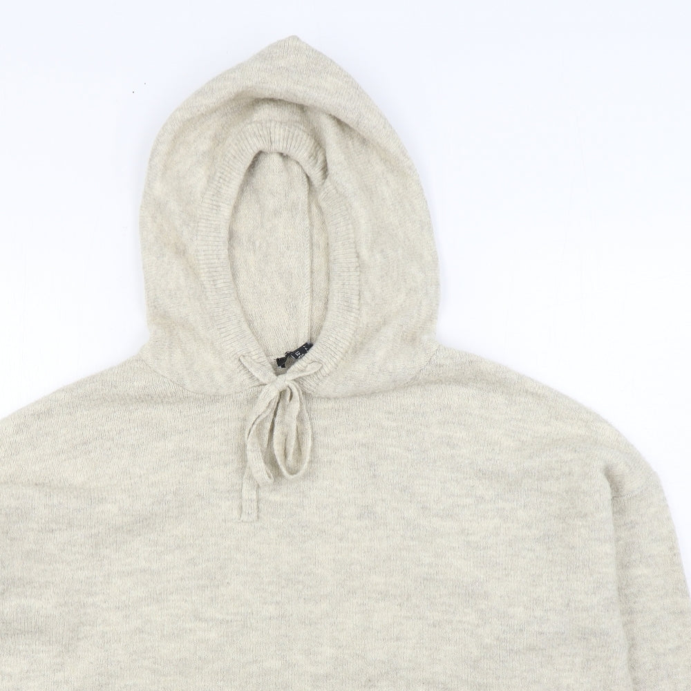 New Look Womens Beige Acrylic Pullover Hoodie Size L Pullover