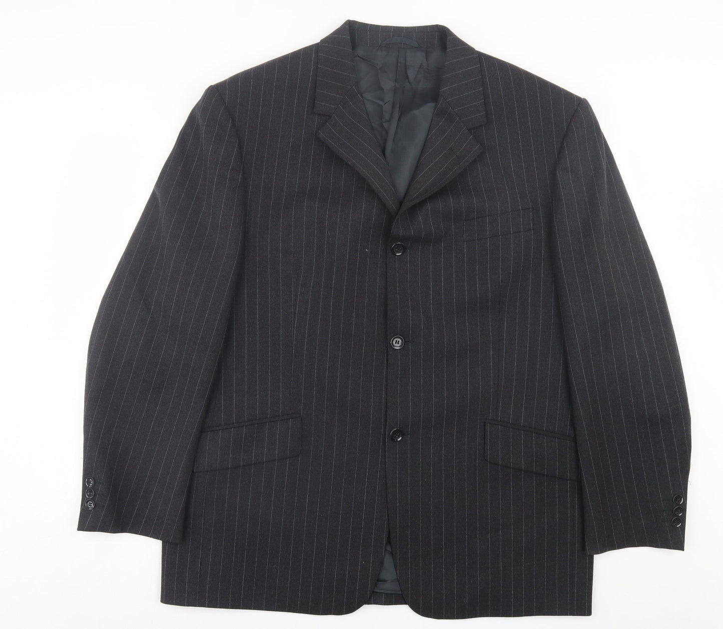 REMUS Mens Grey Striped Wool Jacket Suit Jacket Size 44