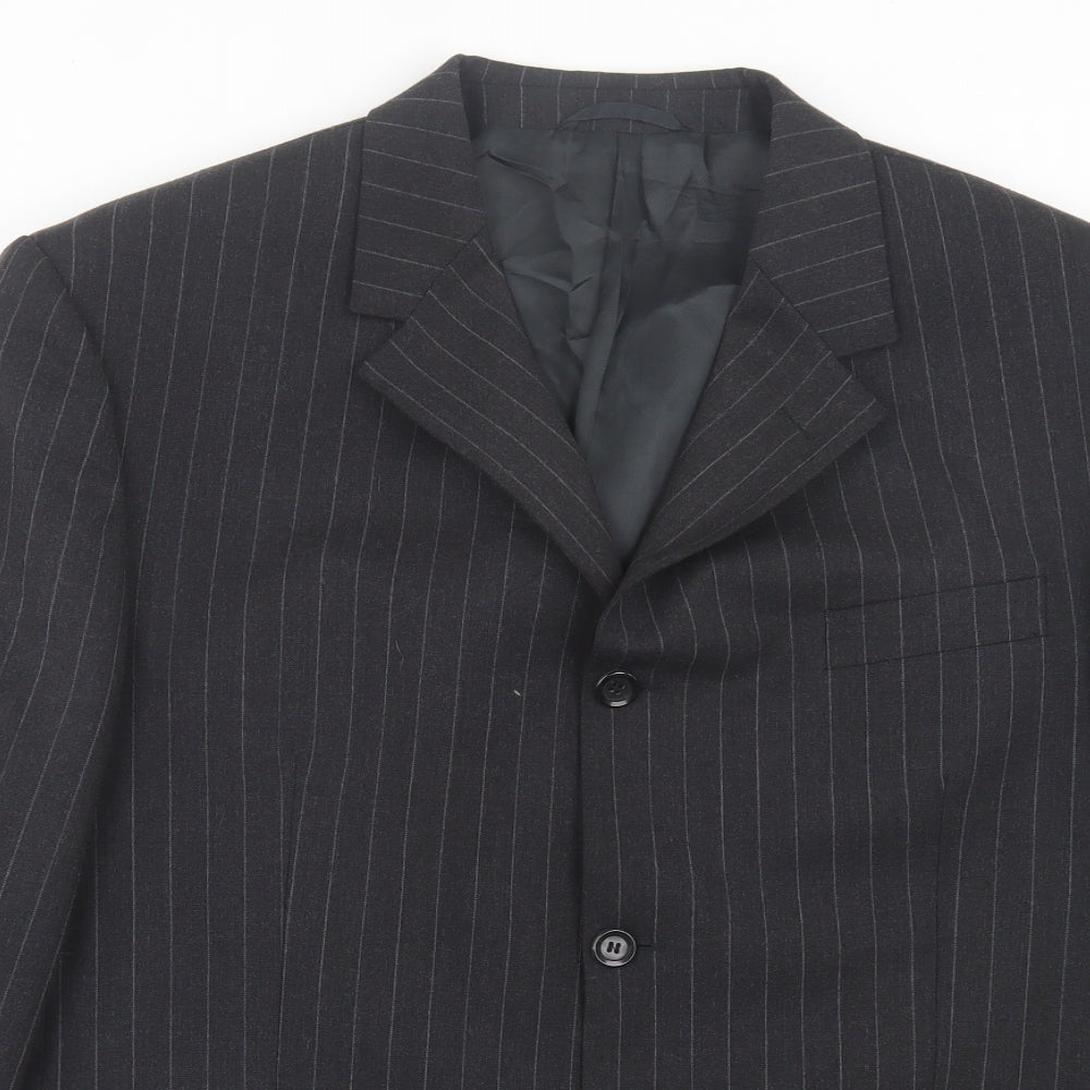 REMUS Mens Grey Striped Wool Jacket Suit Jacket Size 44