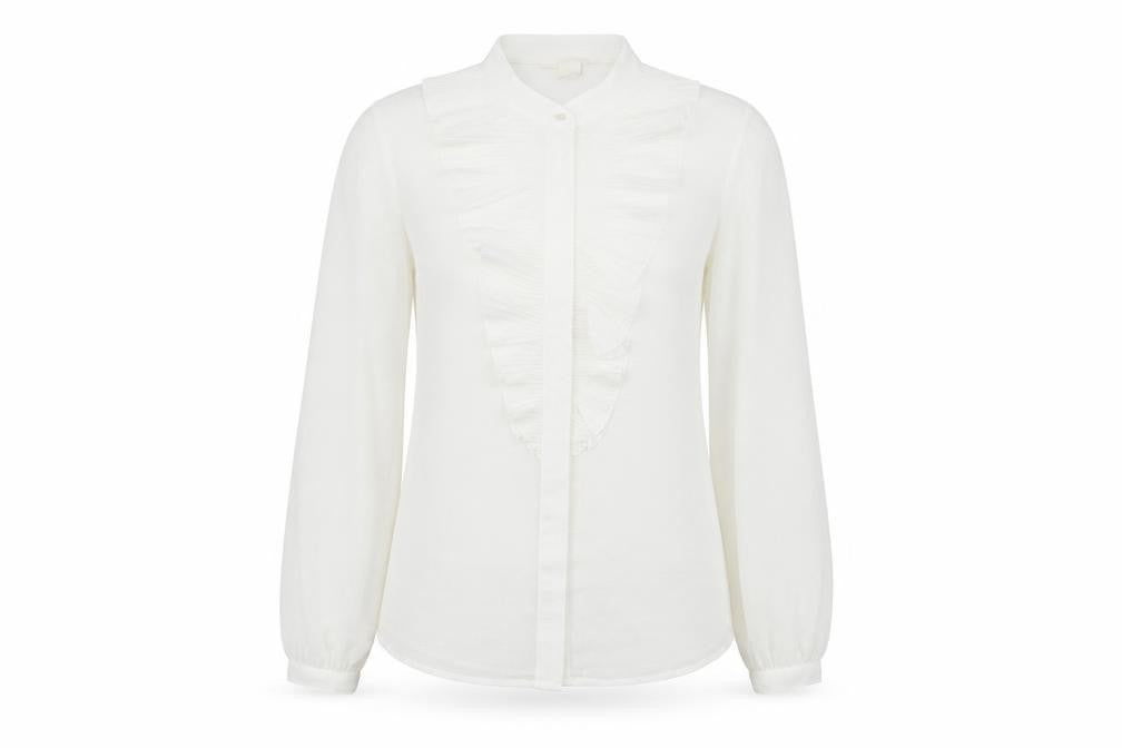 H&M Womens White Polka Dot Polyester Basic Button-Up Size 8 Crew Neck