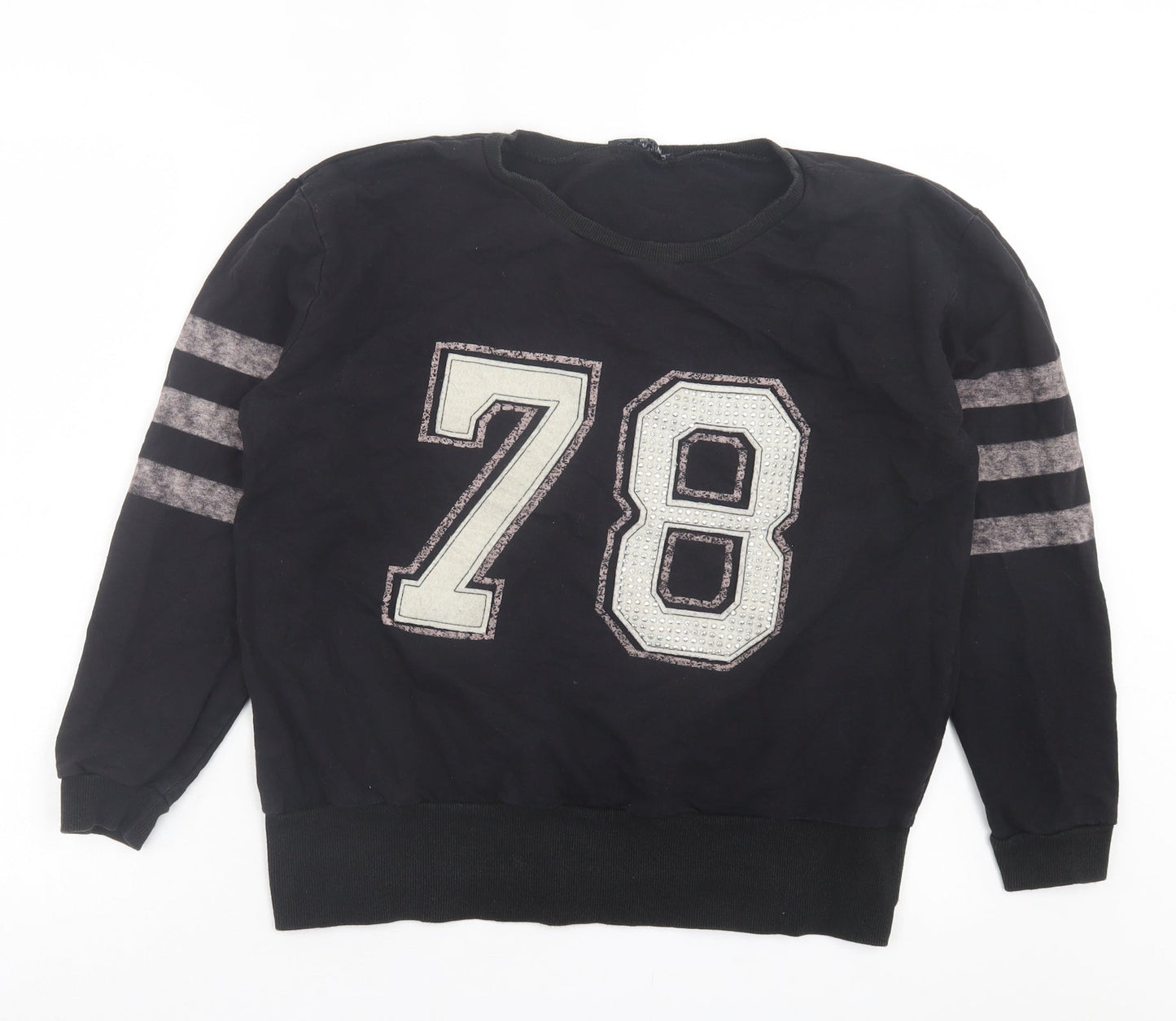 Quiz Womens Black Cotton Pullover Sweatshirt Size S Pullover