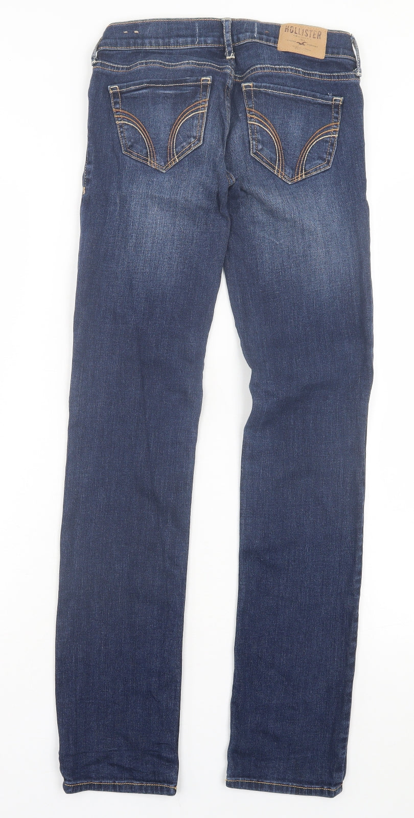 Hollister Womens Blue Cotton Straight Jeans Size 24 in L33 in Regular Button -