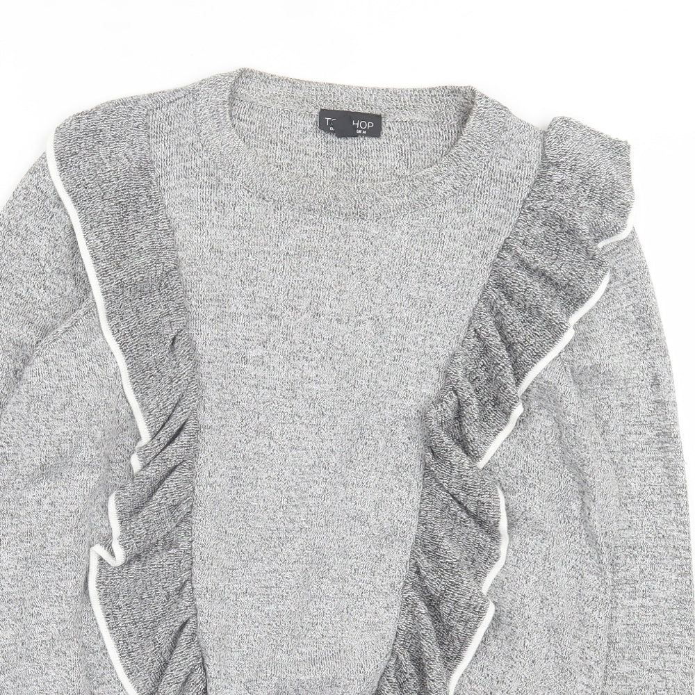 Topshop Womens Grey Crew Neck Viscose Pullover Jumper Size 14