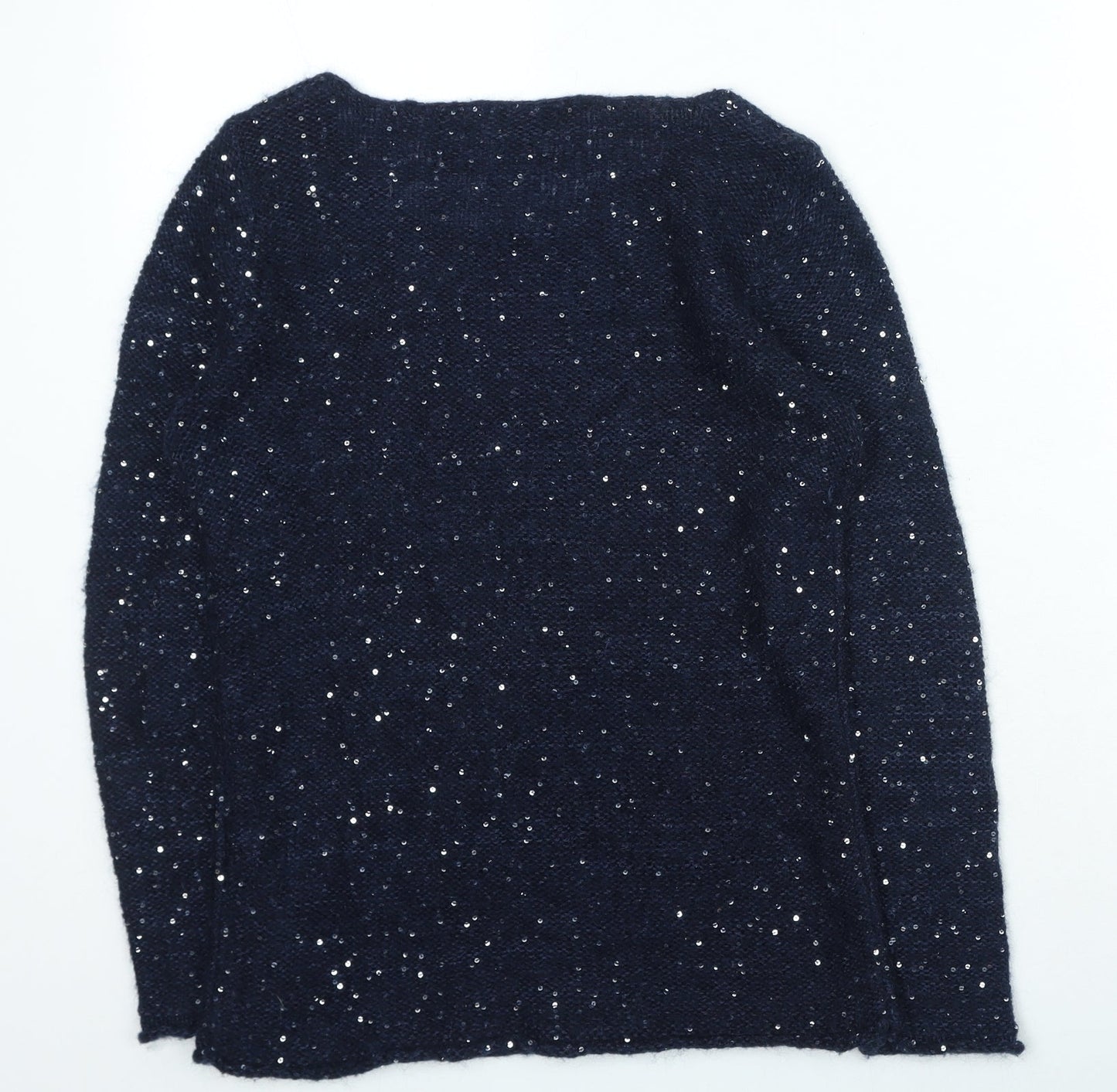 Caroll Womens Blue Round Neck Acrylic Pullover Jumper Size 38