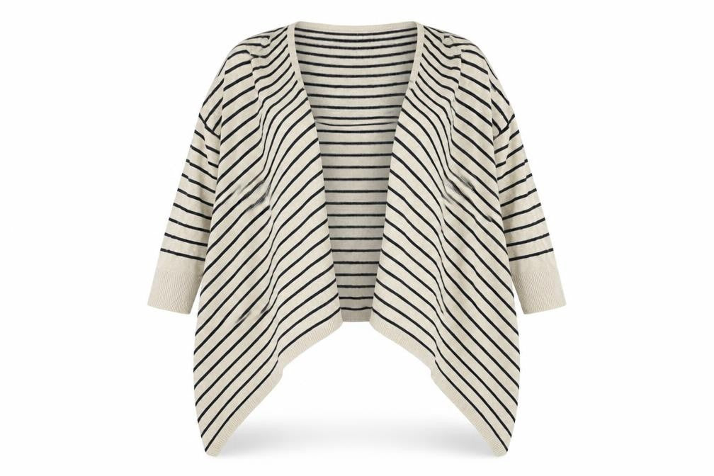 berretti Womens Brown V-Neck Striped Cotton Cardigan Jumper Size S