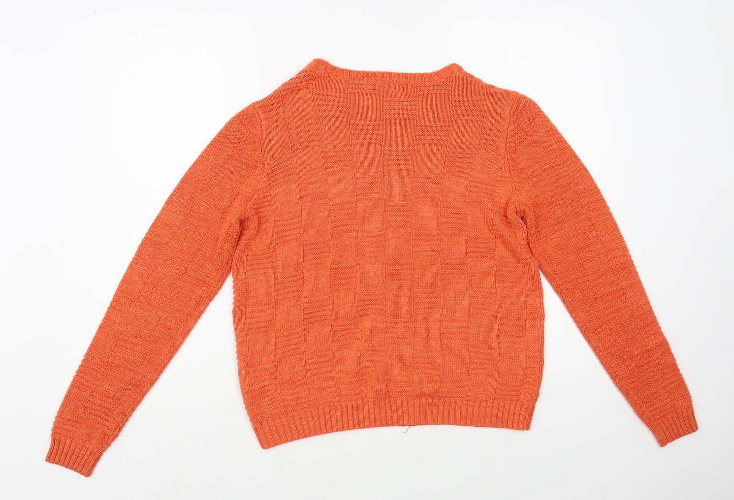 Spirit Womens Orange Crew Neck Acrylic Pullover Jumper Size 12
