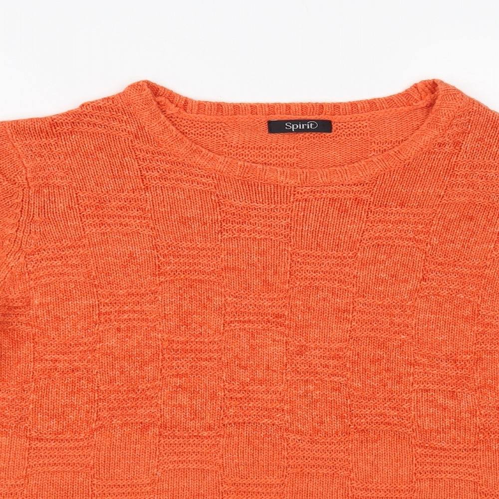 Spirit Womens Orange Crew Neck Acrylic Pullover Jumper Size 12