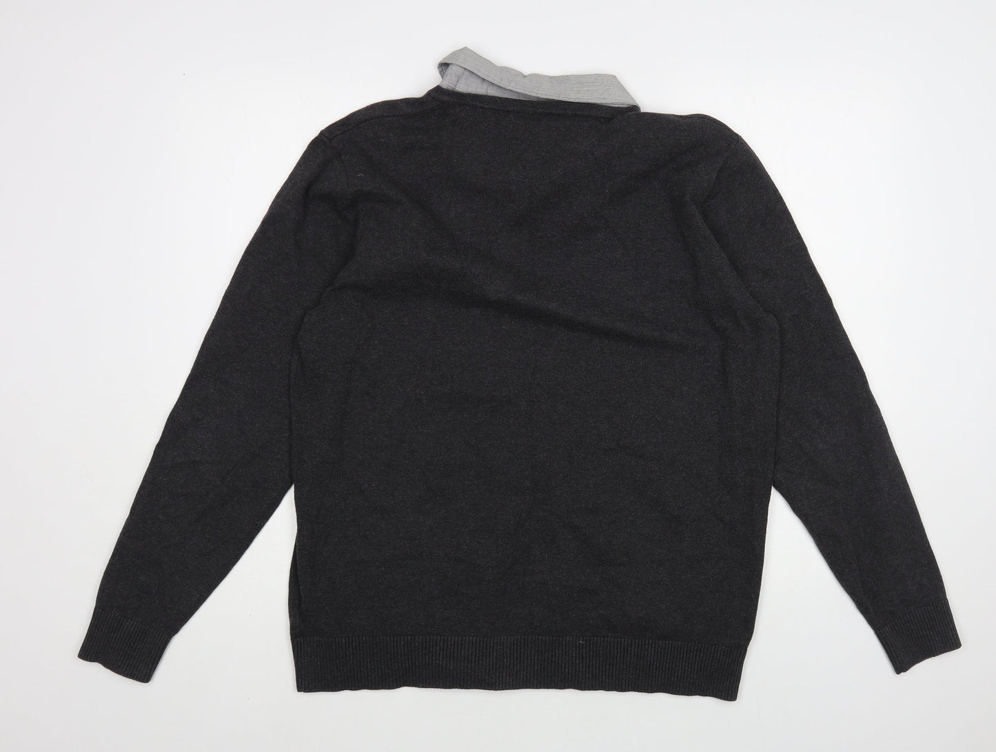 Jack Reid Womens Grey Collared Cotton Pullover Jumper Size L