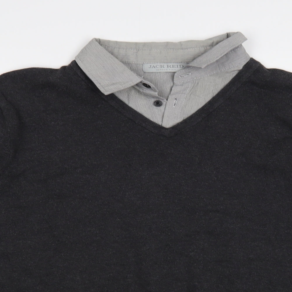 Jack Reid Womens Grey Collared Cotton Pullover Jumper Size L