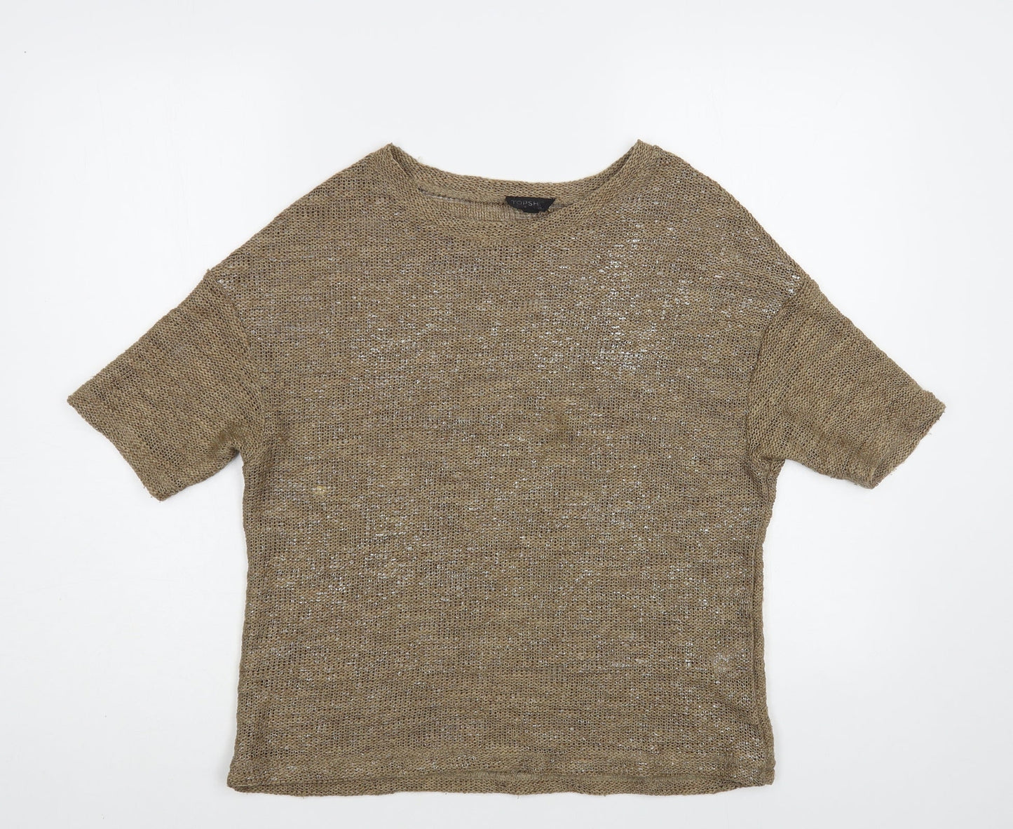 Topshop Womens Brown Boat Neck Acrylic Pullover Jumper Size 8
