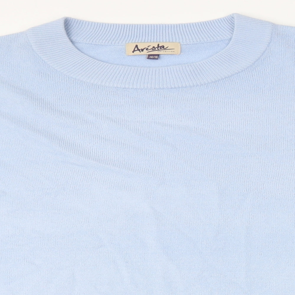 Arista Womens Blue Round Neck Acrylic Pullover Jumper Size 14