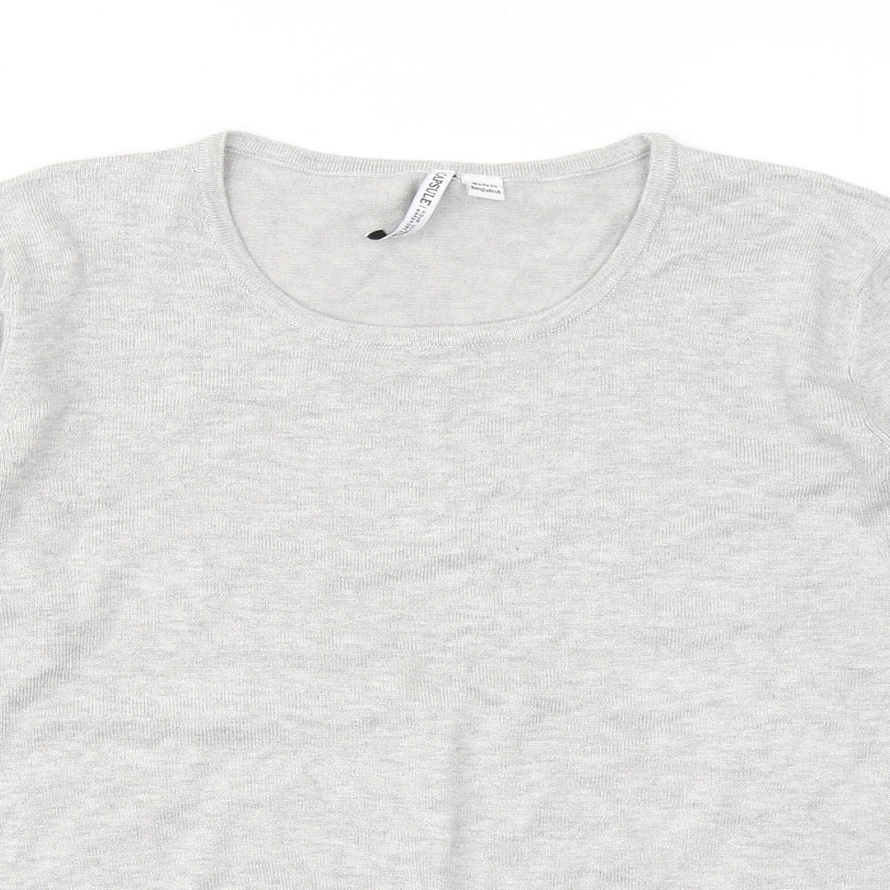 Capsule Womens Grey Round Neck Viscose Pullover Jumper Size 12