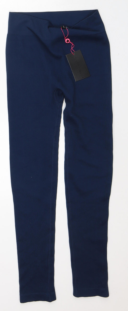 South Beach Womens Blue Nylon Capri Leggings Size S L27 in