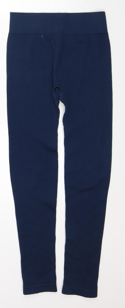 South Beach Womens Blue Nylon Capri Leggings Size S L27 in