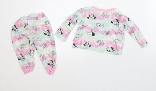 Disney Girls Multicoloured Geometric Cotton Robe Pyjama Set Size 9-12 Months - Minnie Mouse