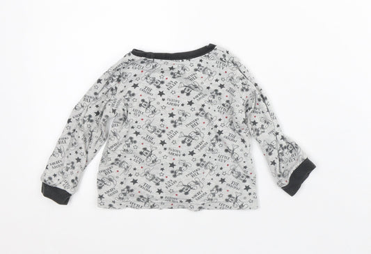 Disney Baby Grey Geometric Cotton Basic T-Shirt Size 12-18 Months Crew Neck - Mickey Mouse
