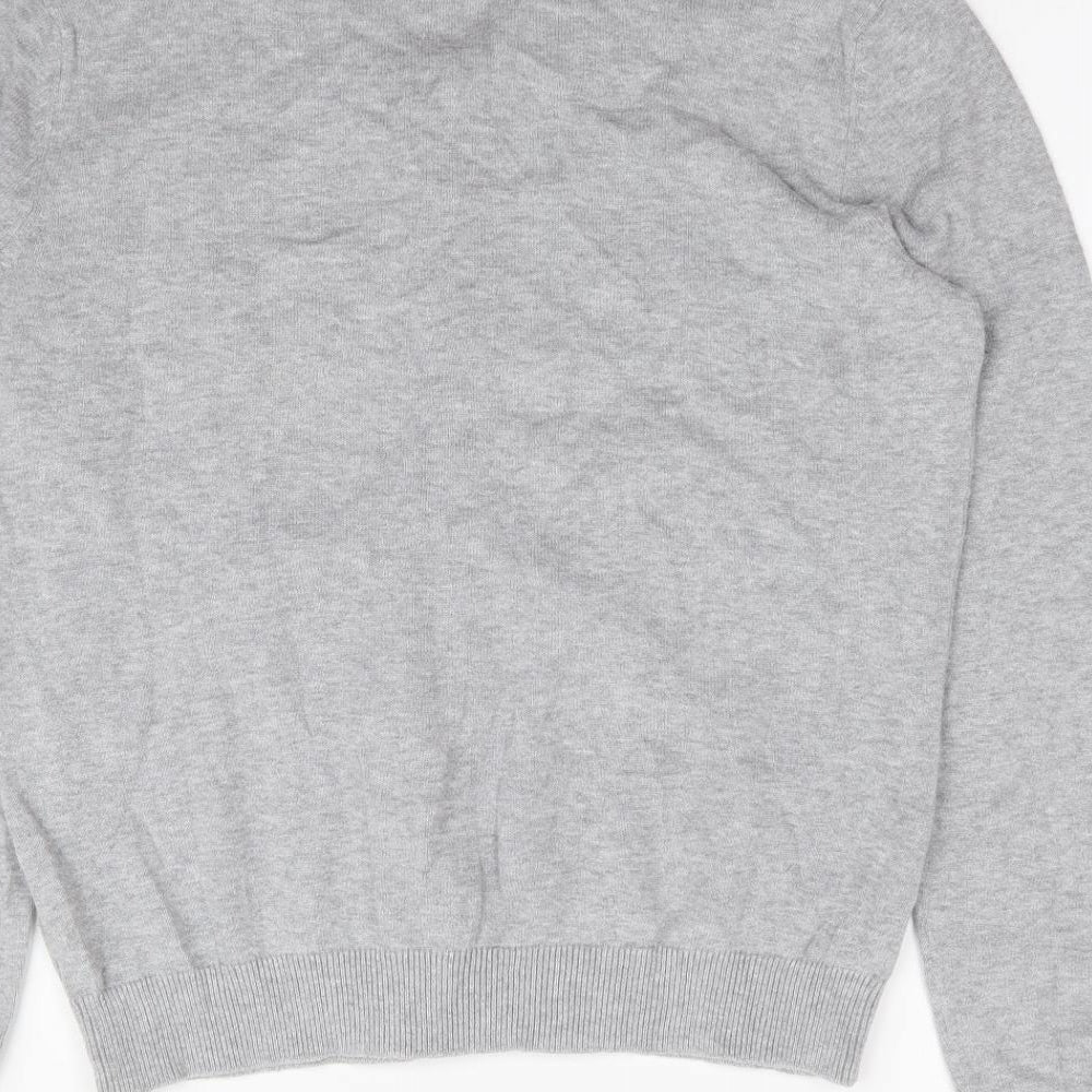 H&M Womens Grey Round Neck 100% Cotton Cardigan Jumper Size M