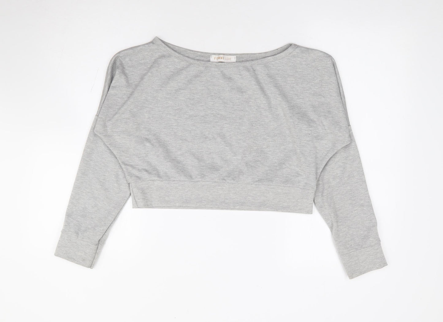 Femme Luxe Womens Grey Polyester Pullover Sweatshirt Size M Pullover