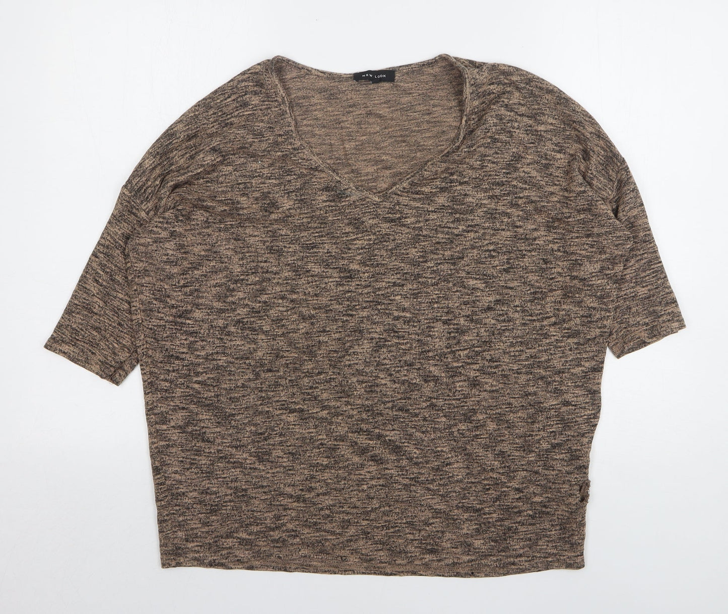 New Look Womens Brown V-Neck Viscose Pullover Jumper Size M
