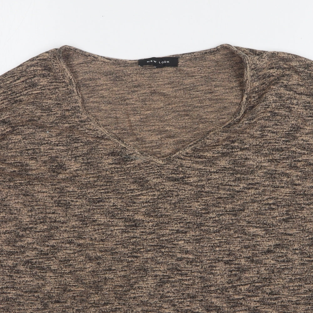New Look Womens Brown V-Neck Viscose Pullover Jumper Size M