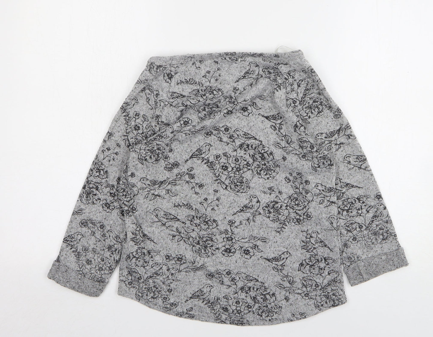 New Look Womens Grey Round Neck Floral Polyester Pullover Jumper Size 8