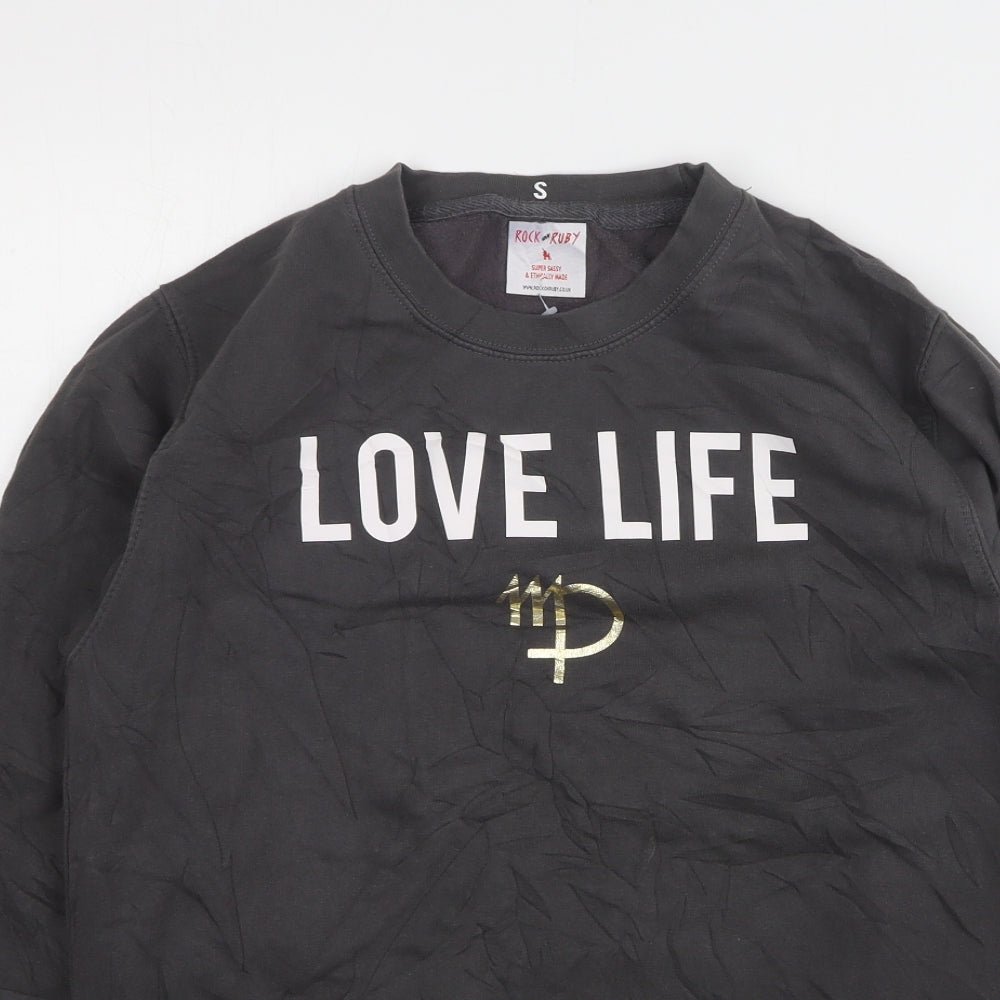 Rock on Ruby Womens Grey Cotton Pullover Sweatshirt Size S - Love Life
