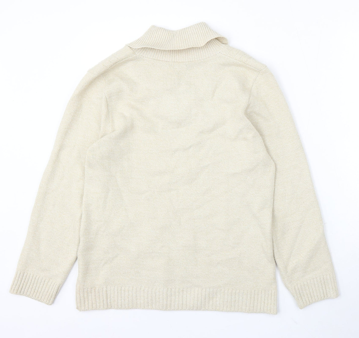 Leta Stretch Womens Beige Roll Neck Acrylic Pullover Jumper Size M