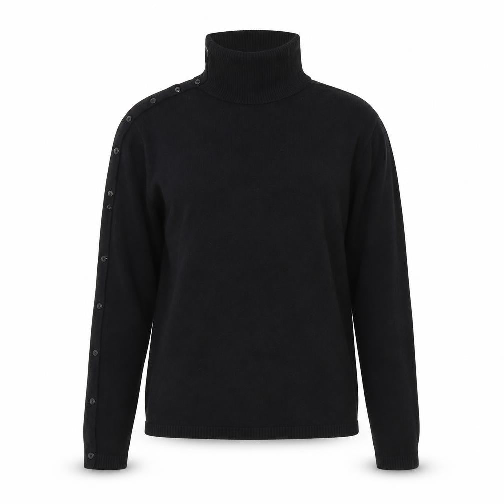 AMARANTO Womens Black Roll Neck Polyester Pullover Jumper Size S