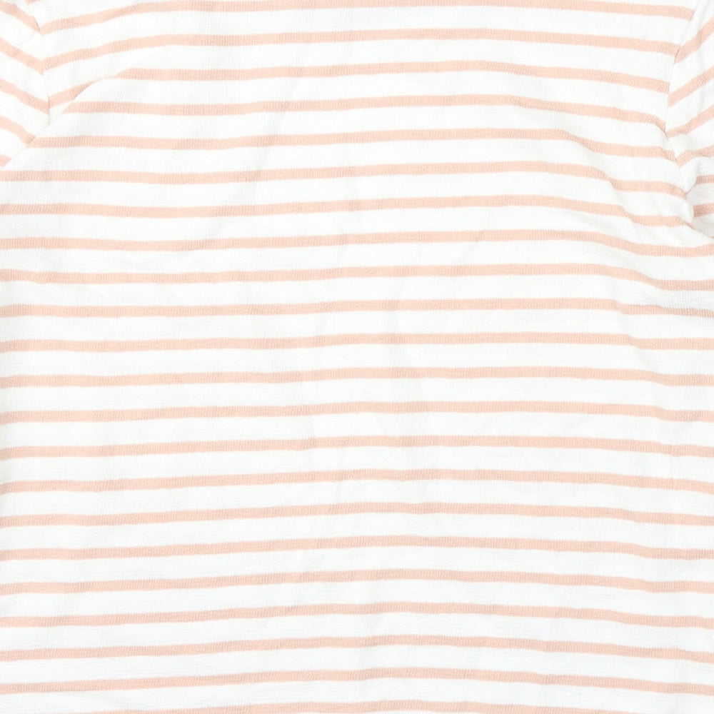 Marks and Spencer Womens Multicoloured Round Neck Striped Cotton Pullover Jumper Size 16