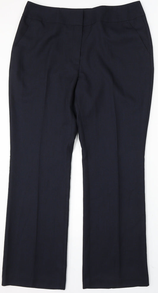 Papaya Womens Blue Polyester Trousers Size 16 L32 in Regular