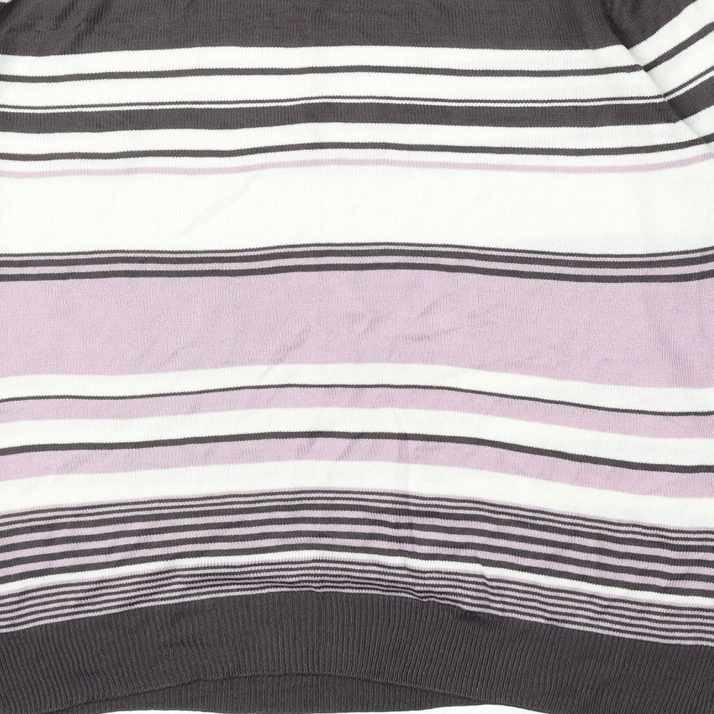 Marks and Spencer Womens Multicoloured Mock Neck Striped Acrylic Pullover Jumper Size 12