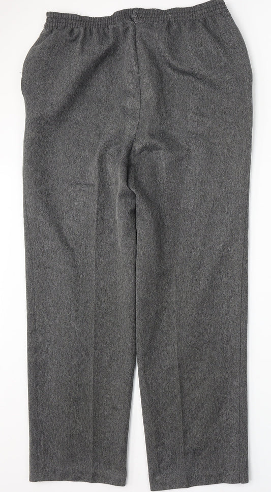 Marks and Spencer Womens Grey Polyester Trousers Size 16 L29 in Regular
