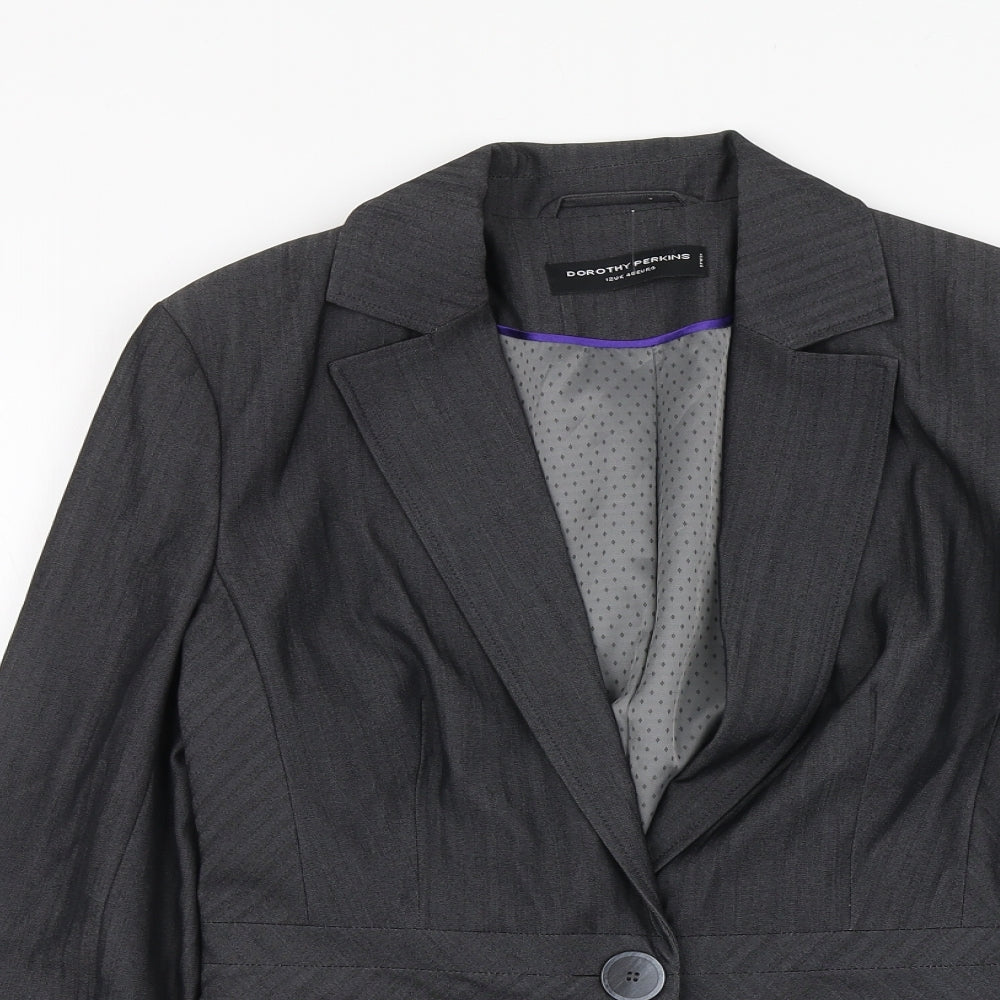 Dorothy Perkins Womens Grey Polyester Jacket Suit Jacket Size 12