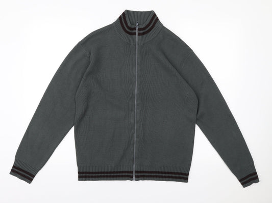 Simon Clark Mens Green High Neck Acrylic Full Zip Jumper Size M