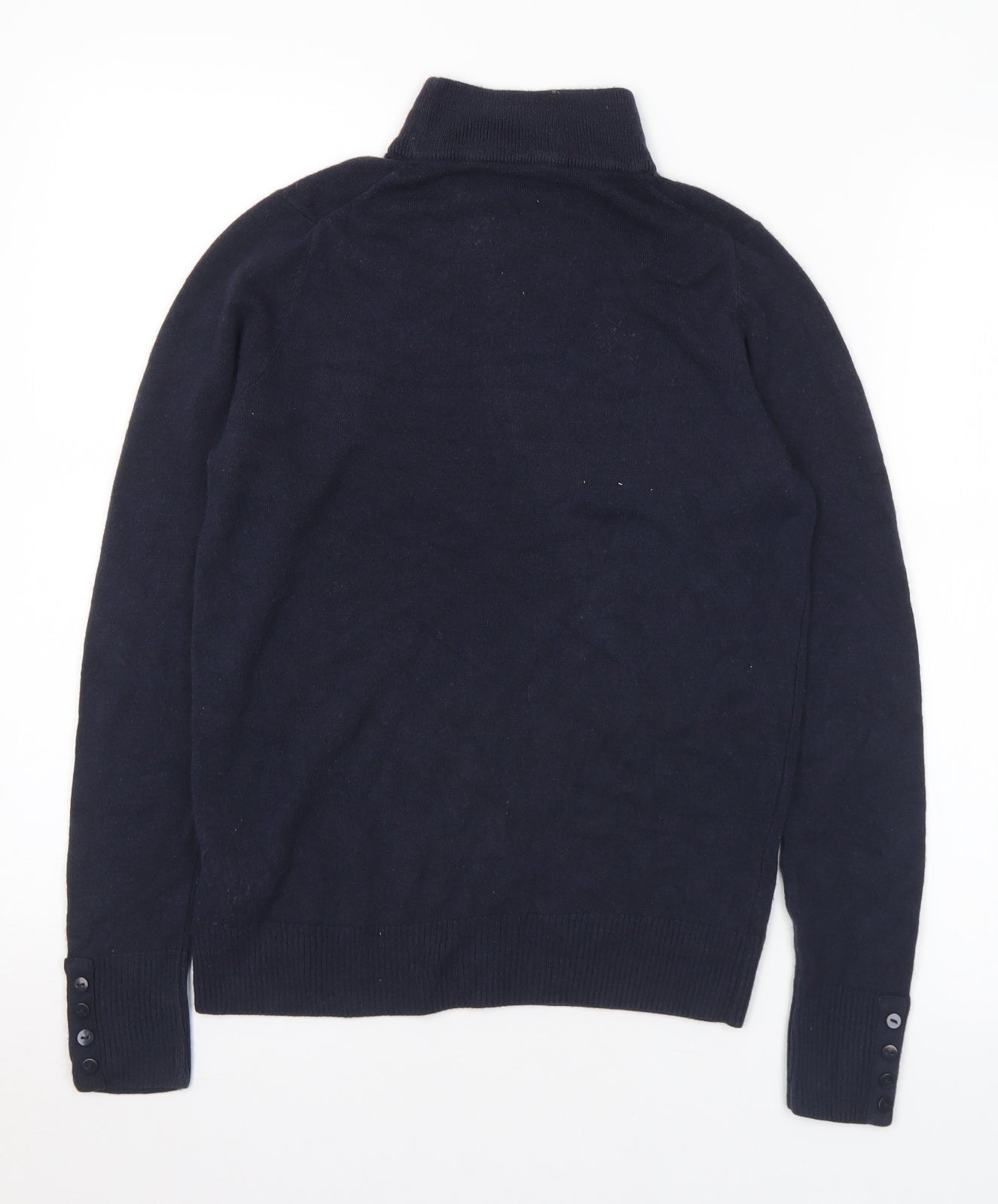 Marks and Spencer Womens Blue Mock Neck Acrylic Pullover Jumper Size 8