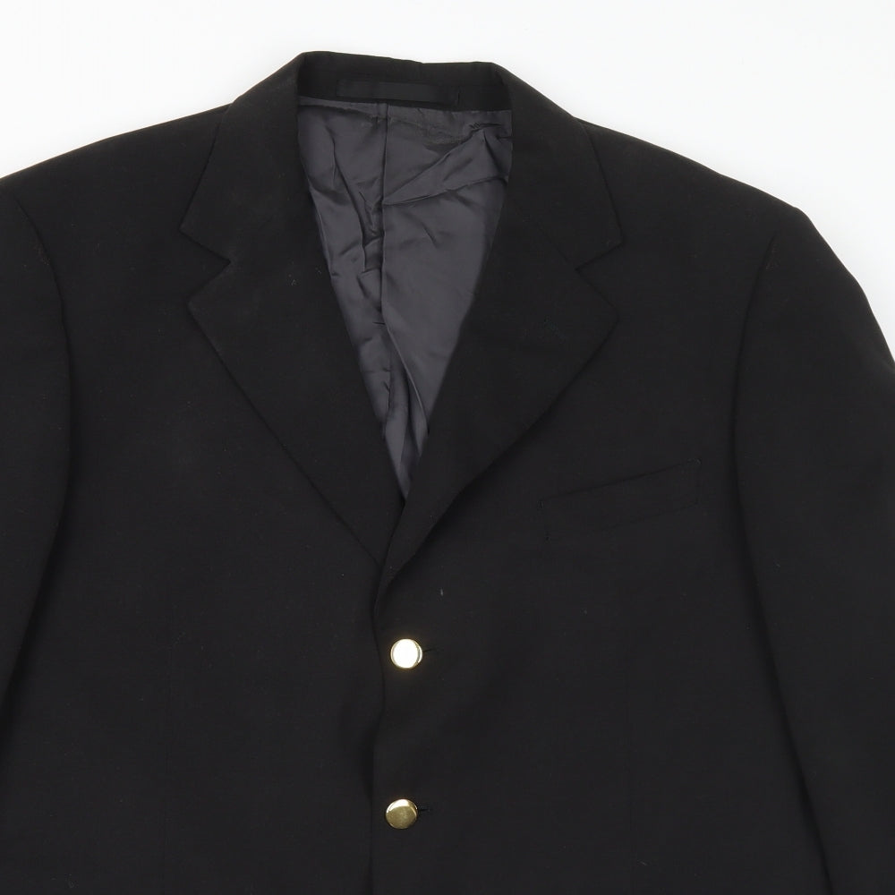 Preworn Mens Black Polyester Jacket Suit Jacket Size 42