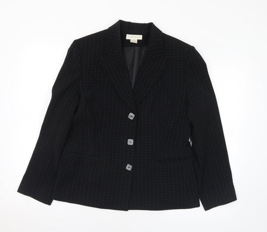 Worthington Industries Womens Black Geometric Polyester Jacket Suit Jacket Size 10