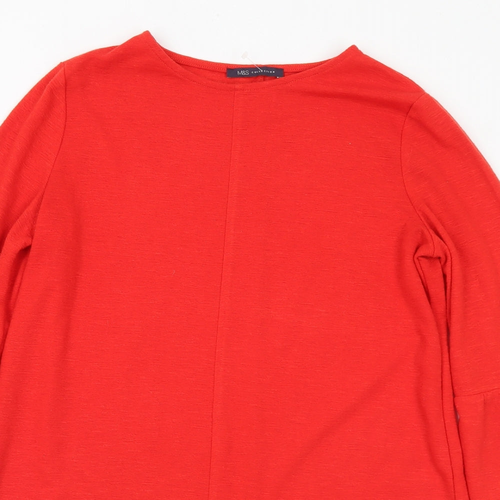 Marks and Spencer Womens Red Round Neck Polyester Tunic Jumper Size 12