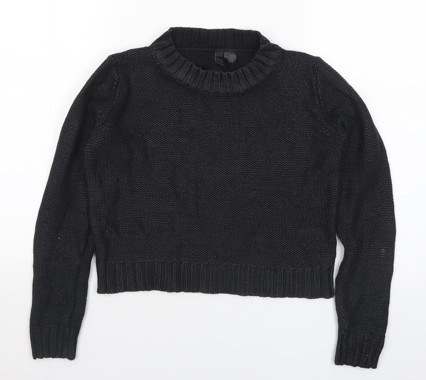 H&M Womens Black Mock Neck Cotton Pullover Jumper Size 10