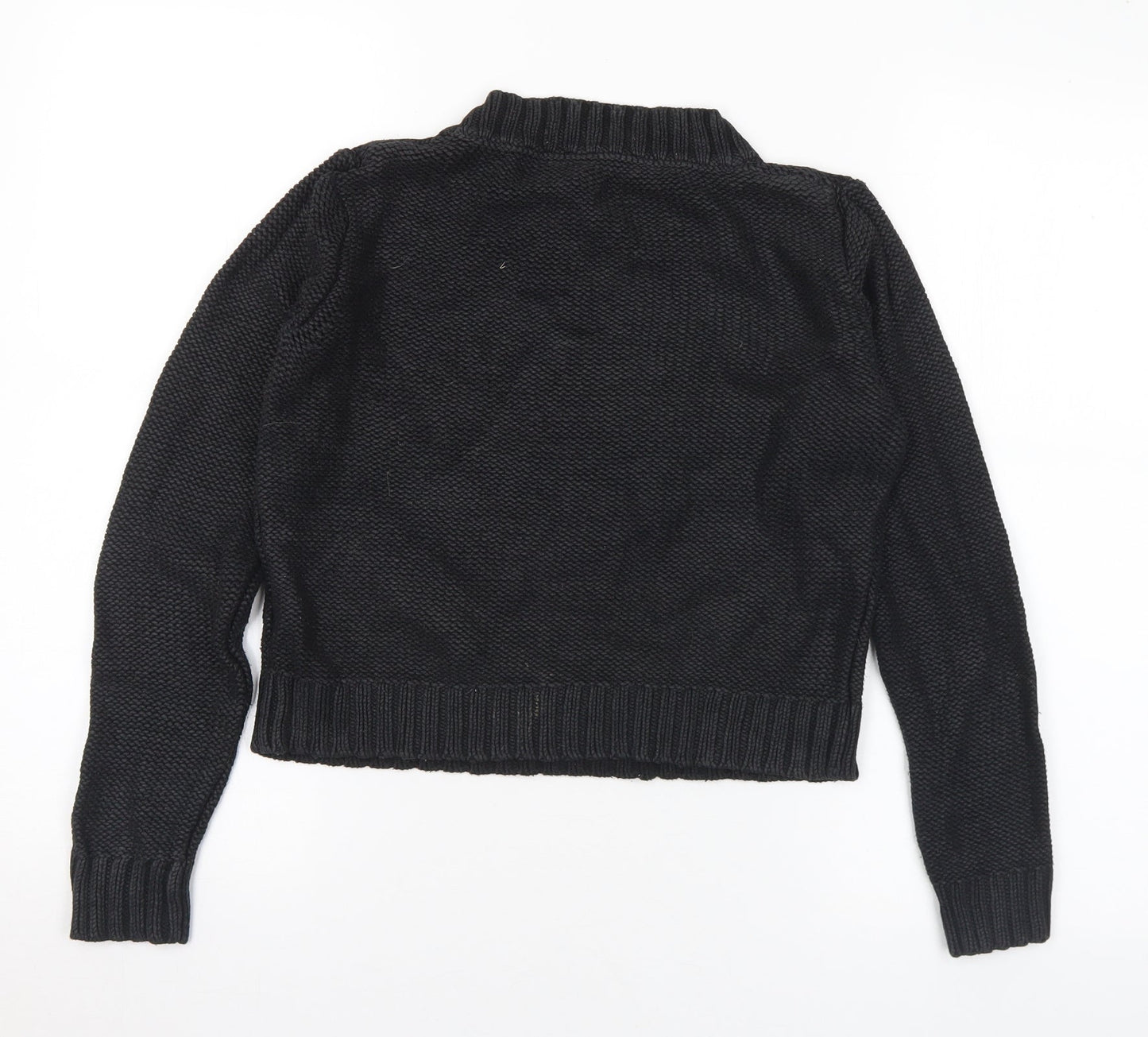 H&M Womens Black Mock Neck Cotton Pullover Jumper Size 10
