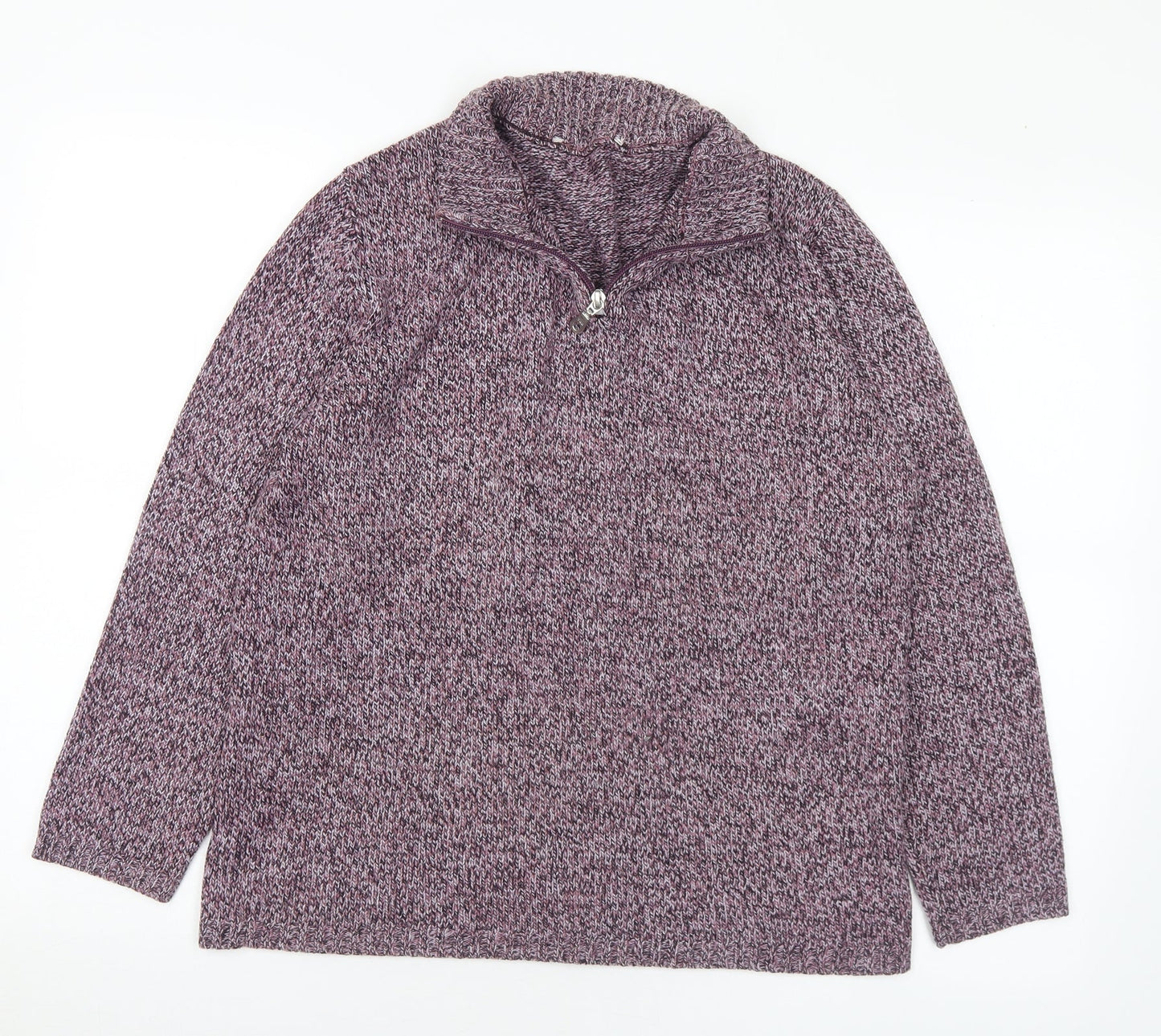 Preworn Womens Purple Collared Acrylic Pullover Jumper Size M