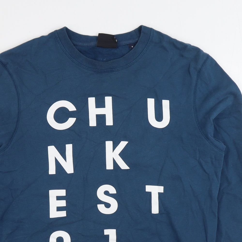 Chunk Clothing Mens Blue Cotton Pullover Sweatshirt Size S