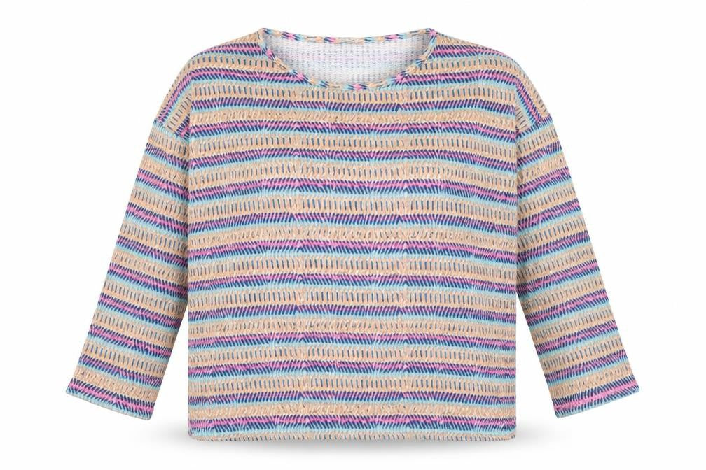Nutmeg Womens Multicoloured Striped Polyester Pullover Sweatshirt Size 14 Pullover