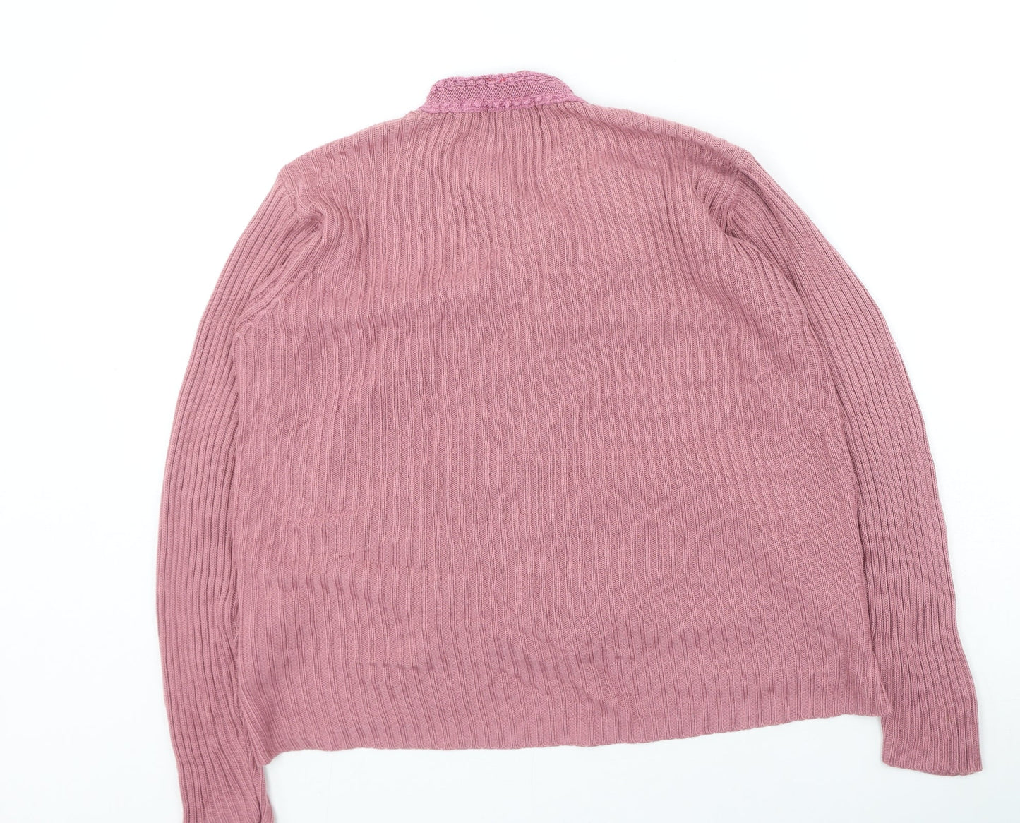 klassique Womens Pink Round Neck Acrylic Cardigan Jumper Size S