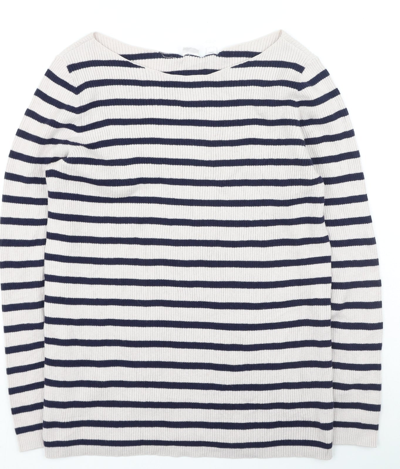 Gap Womens Pink Scoop Neck Striped Cotton Pullover Jumper Size M